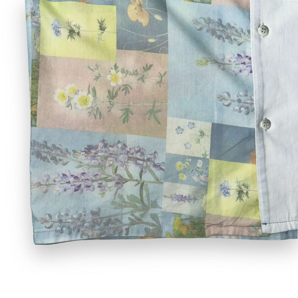 John Elliott Floral Print Camp Shirt in Super Bloom Grid Short Sleeve Sz 2 M - Picture 7 of 11
